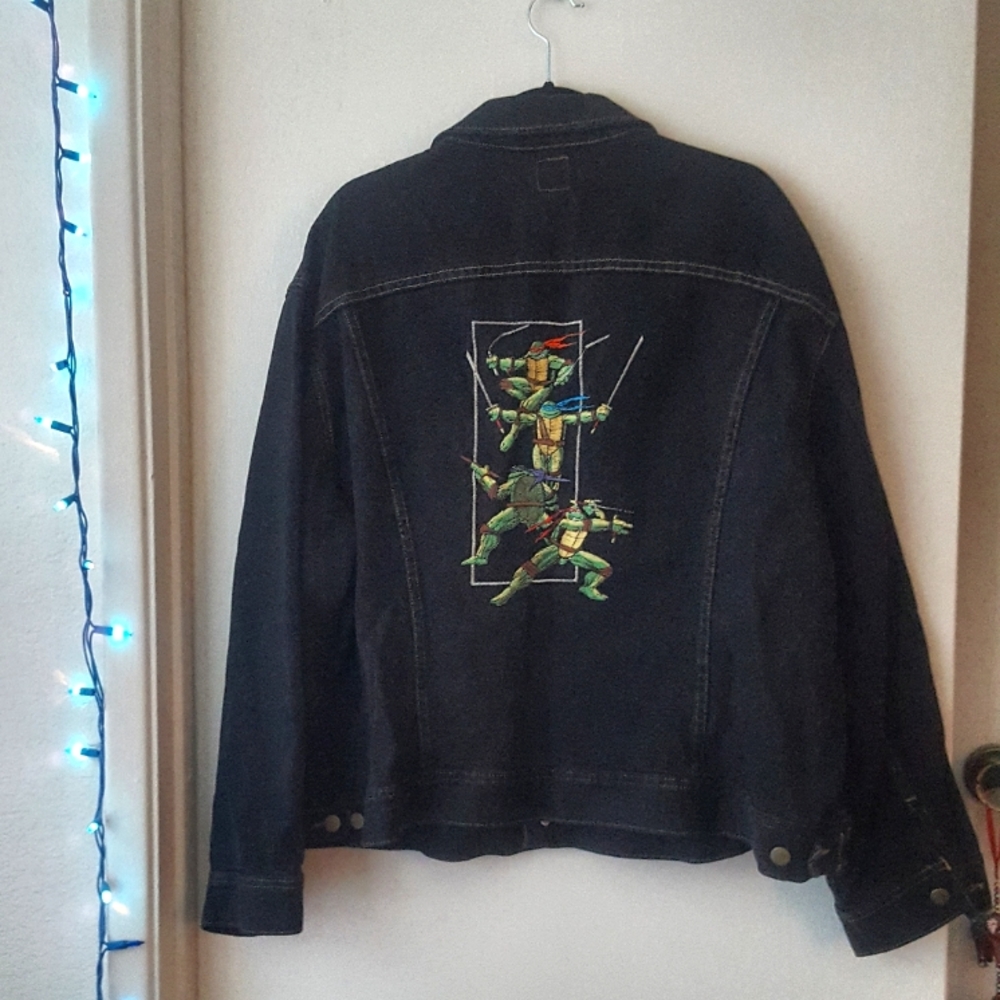 🌙RARE! VTG TMNT Film Crew Denim Embroidered Jacket - Picture 7 of 14